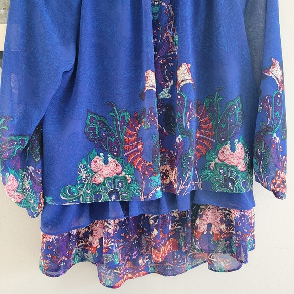 Joseph Ribkoff Layered Damask Paisley 3/4 Sleeve Blouse US 6 - Picture 7 of 10